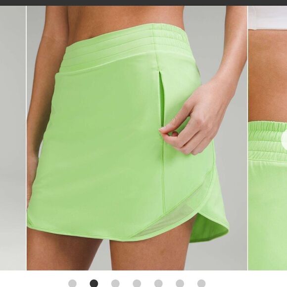 NWT New LULULEMON Hotty Hot High Rise Skirt Skort Scream Green Light SCGL 4 Long - Picture 3 of 6